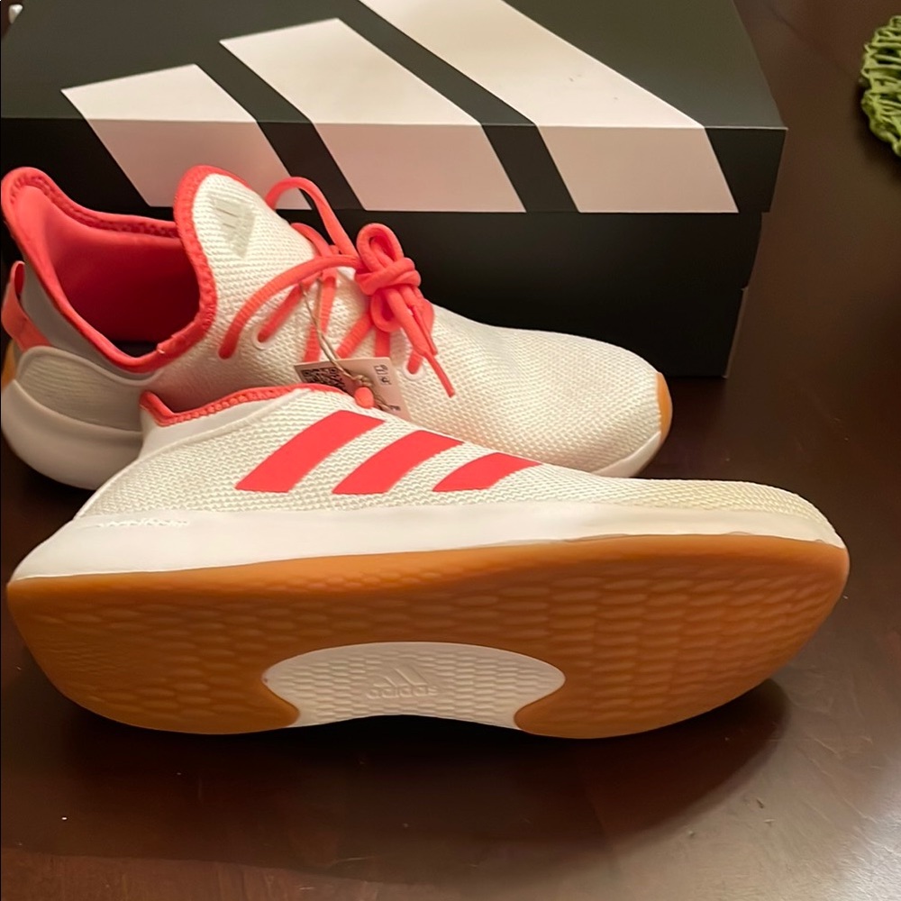 Adidas women White and Scarlet Sneakers - Picture 2 of 5